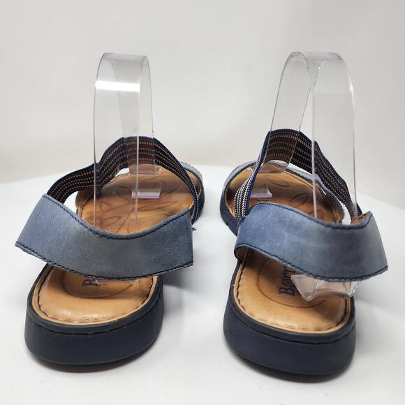 Born Parson Flat Sandals Women 10M Blue Leather Striped Elastic Comfort Shoes - Picture 8 of 15